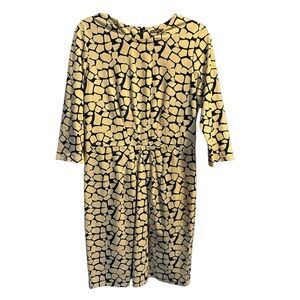 J.McLaughlin Catalina Cloth Animal Print Sheath Dress Black & Yellow Size L